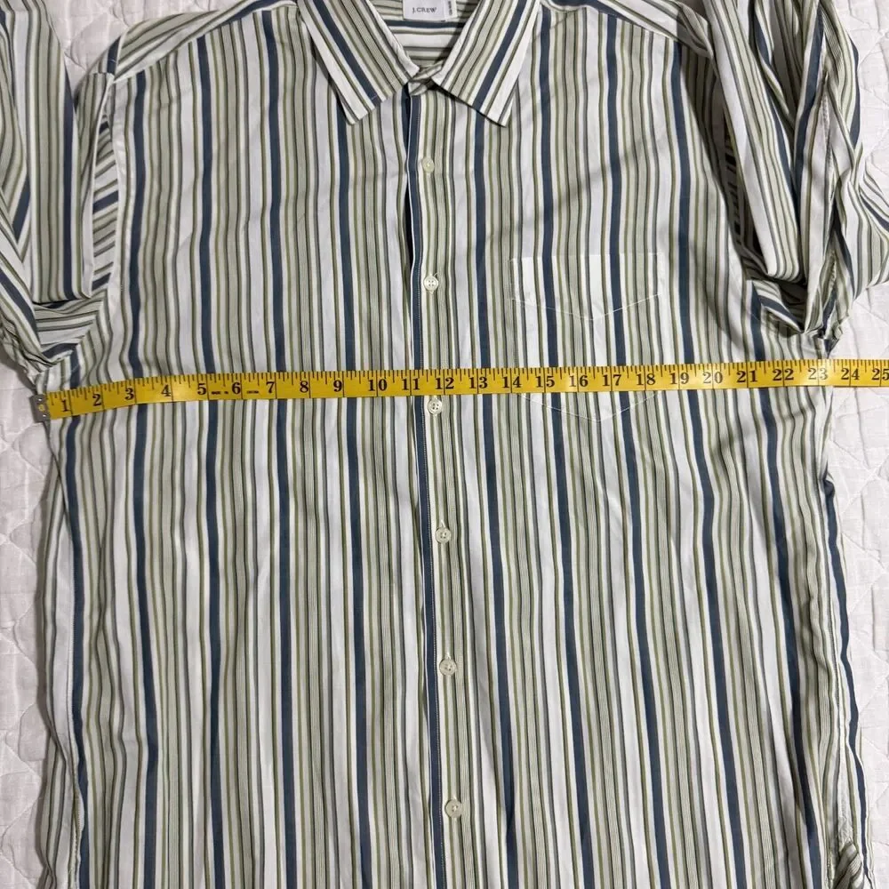 J.Crew L White Multicolor Striped Button Up Shirt Preppy Coastal